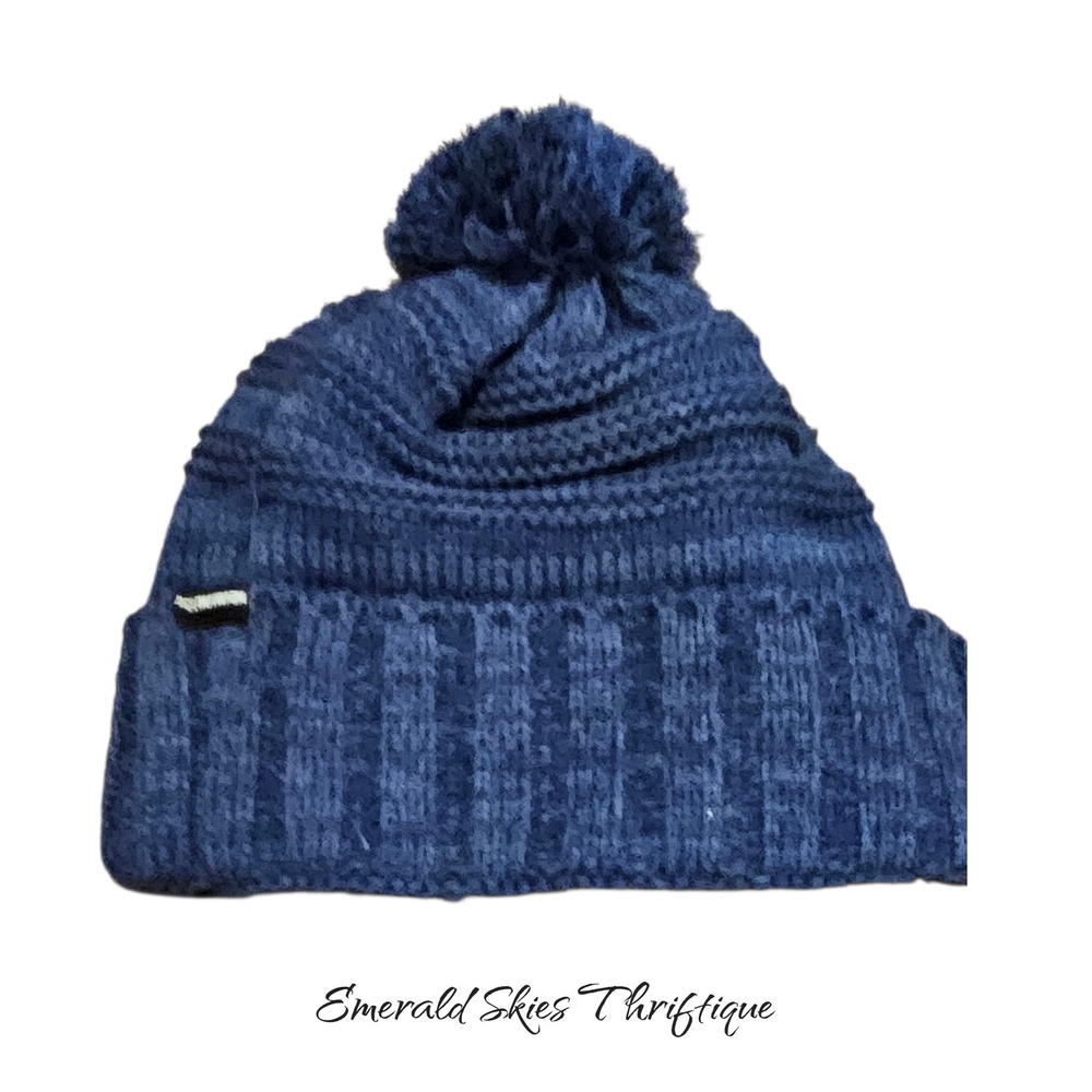 Women's Adidas blue beanie hat with‎ pom pom. Free shipping